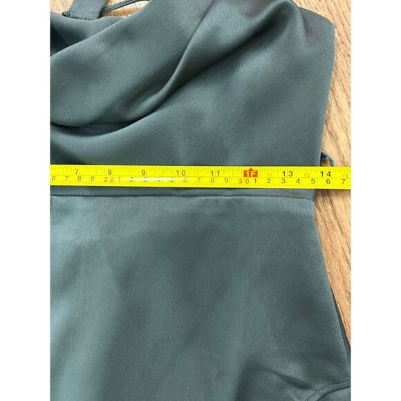 BHLDN Antropologie Women Remy Cowl-Neck Faux-Wrap Satin Gown Green Dress Maxi 4 - Picture 14 of 14